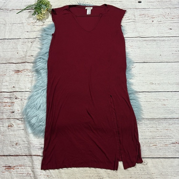 L*Space Robyn Notch Neck T-Shirt Dress in Cabernet Women's - Picture 2 of 8